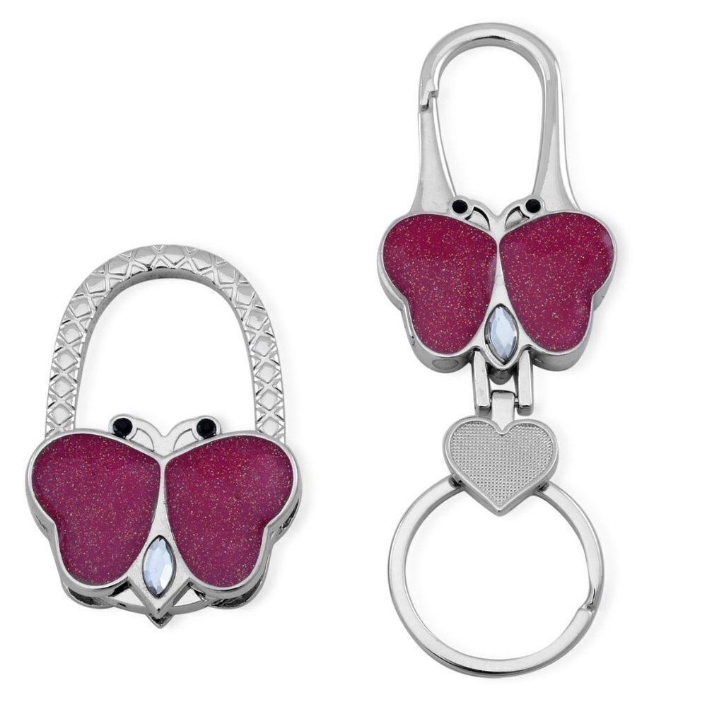 Butterfly Purse Holder and Key Chain Set Pink